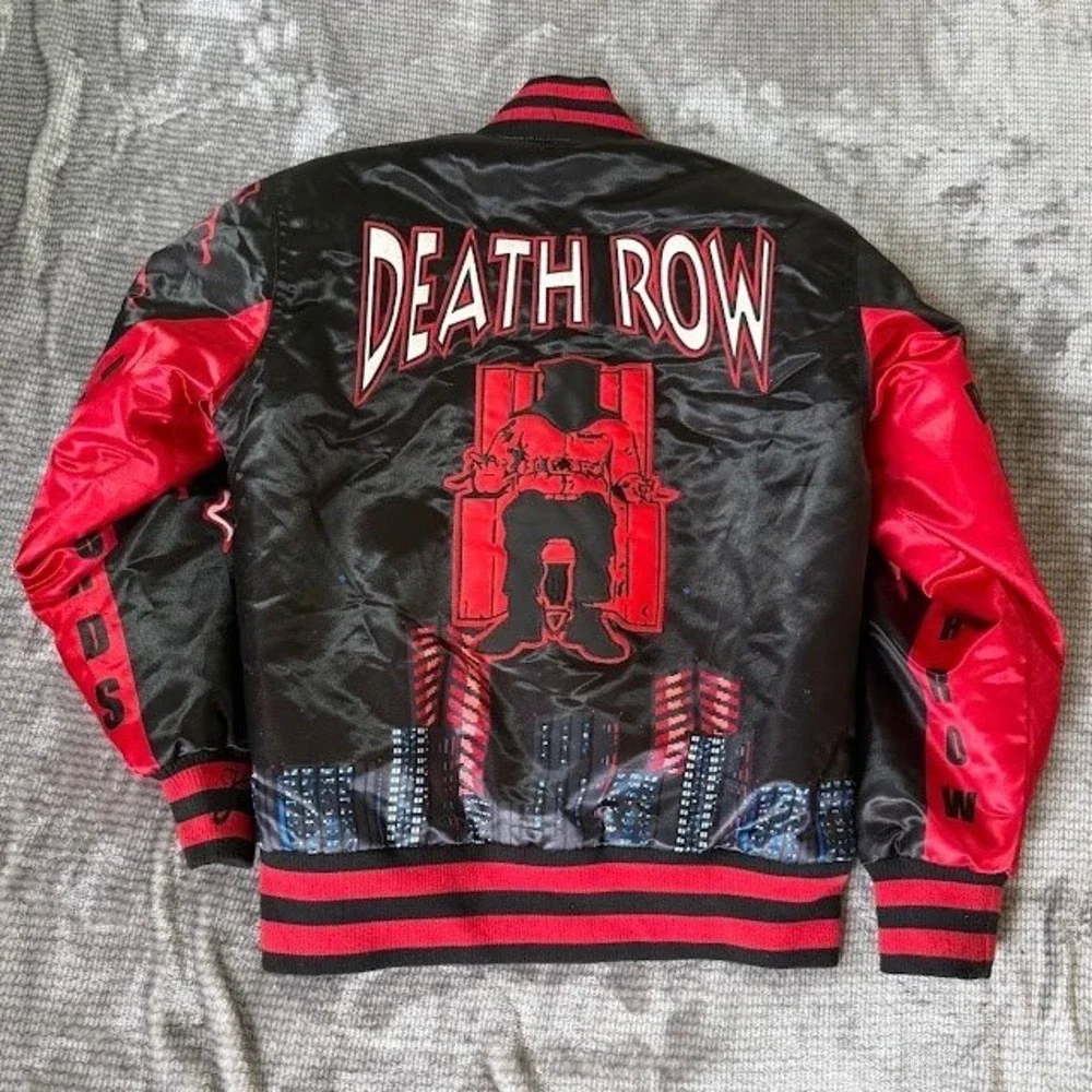 Headgear Classics Death Row Records Satin Varsity Jacket Black Red XS HGC Bomber